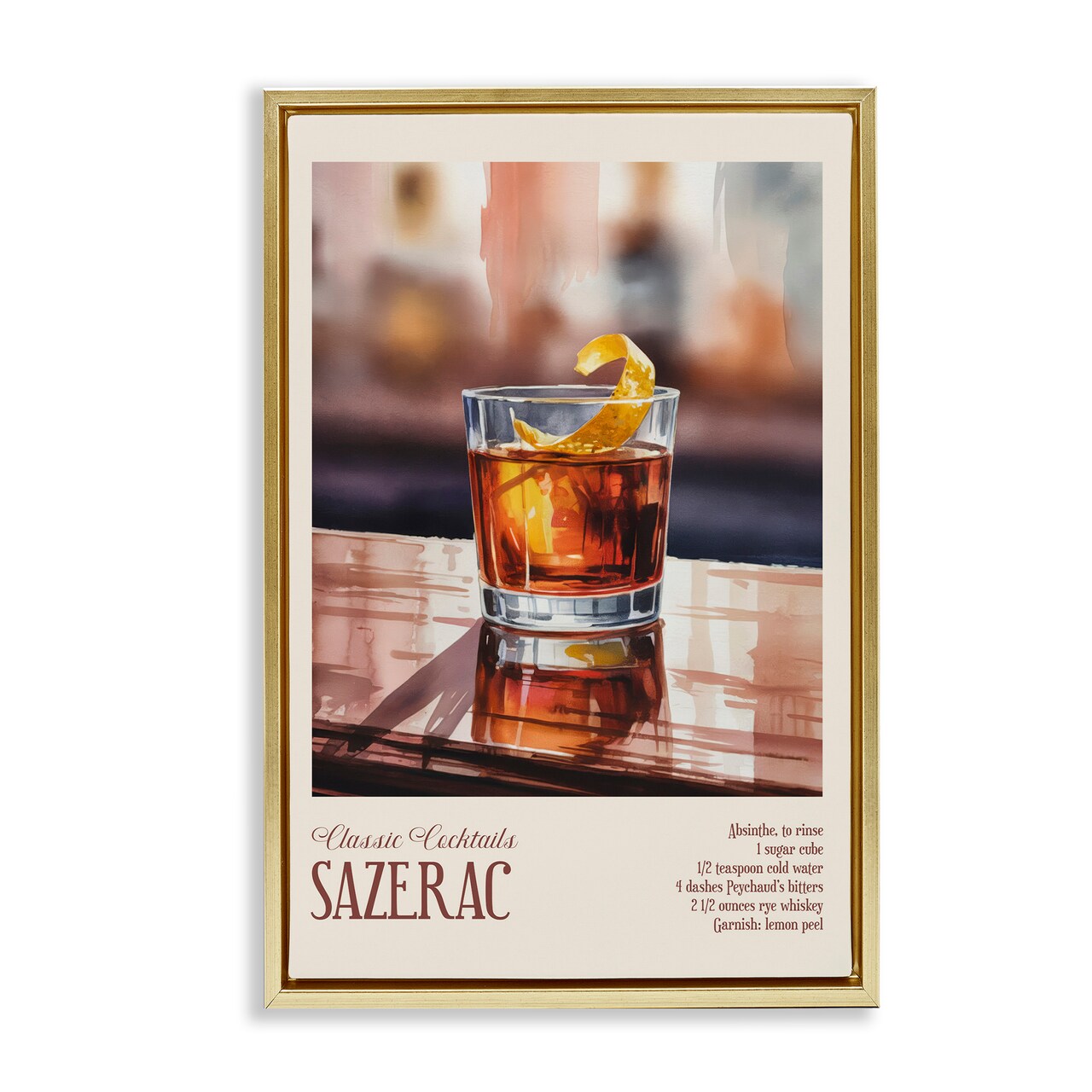 Stupell Industries Sazerac on Reflective Surface Floating Frame, design by Andreas Magnusson